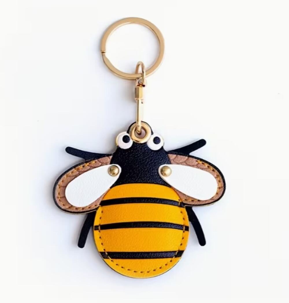 NEW Bumble Bee Bag Tag Purse Charm Key Fob Hidden AirTag Holder